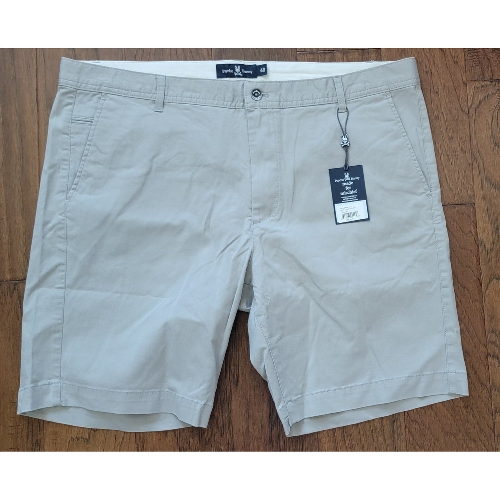 NWT Psycho Bunny Made‎ For Mischief Men's  Charlie Grey Chino Shorts Sz 40x9"